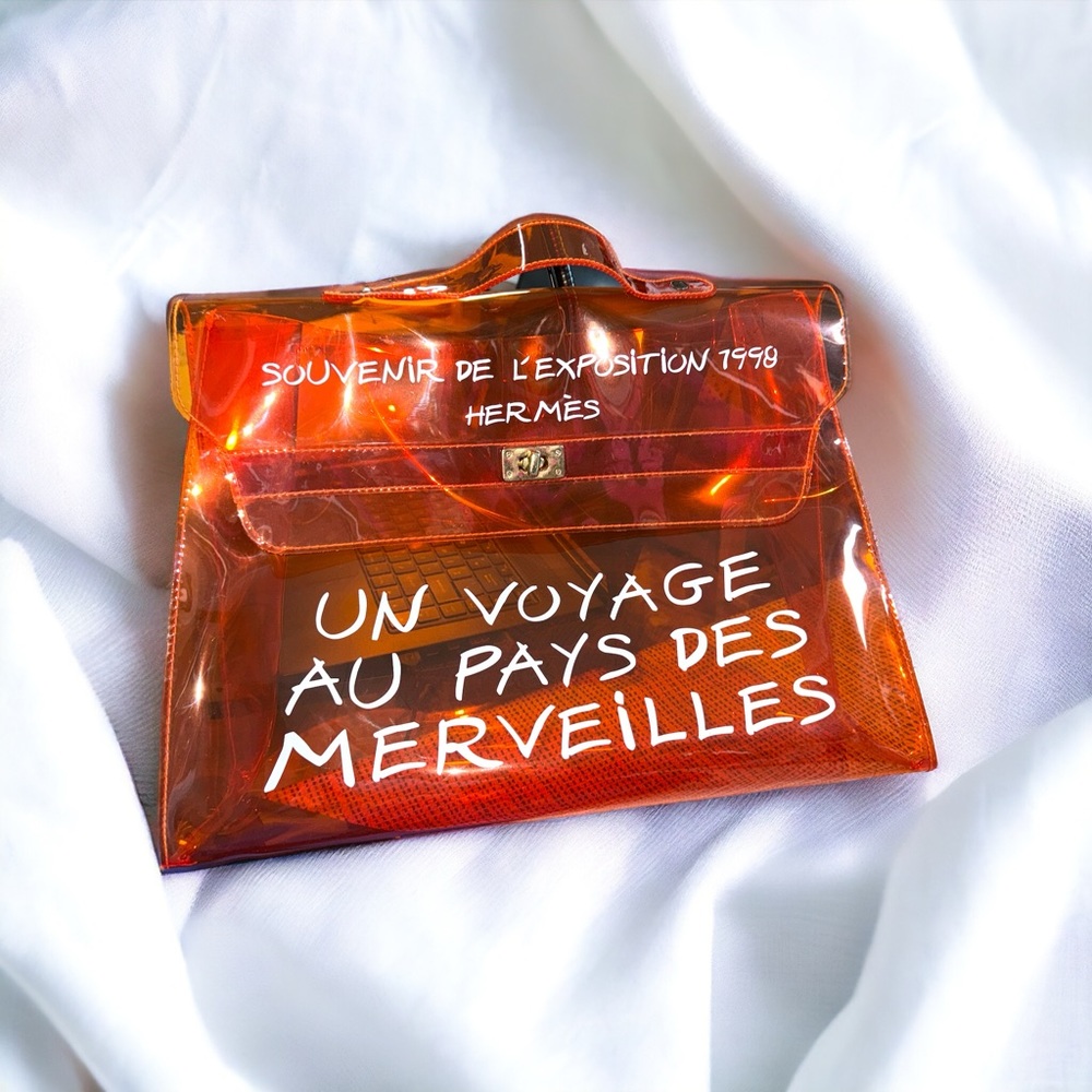 Hermes Orange Vinyl Souvenir De L'Exposition Kelly Bag